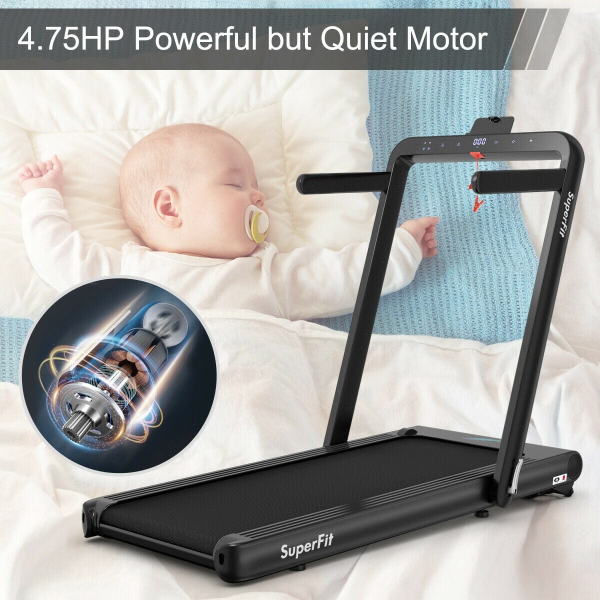 SuperFit 2 In 1 Folding 4.75HP Treadmill