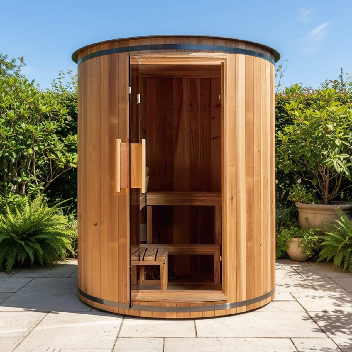 Thermora Barcelona 4-Person Outdoor Cedar Barrel Sauna