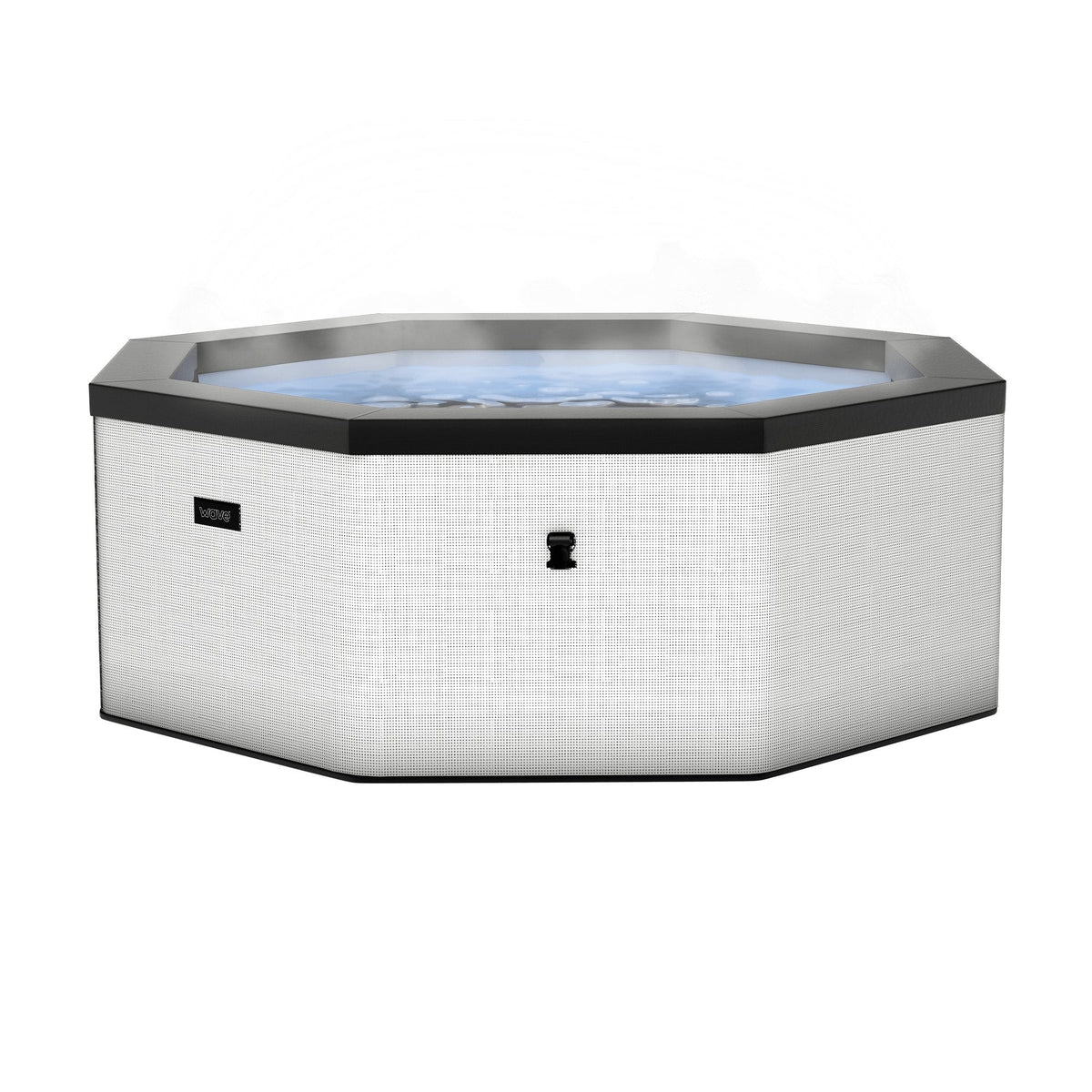 Como 6-person octagonal eco foam hot tub in pebble on white background