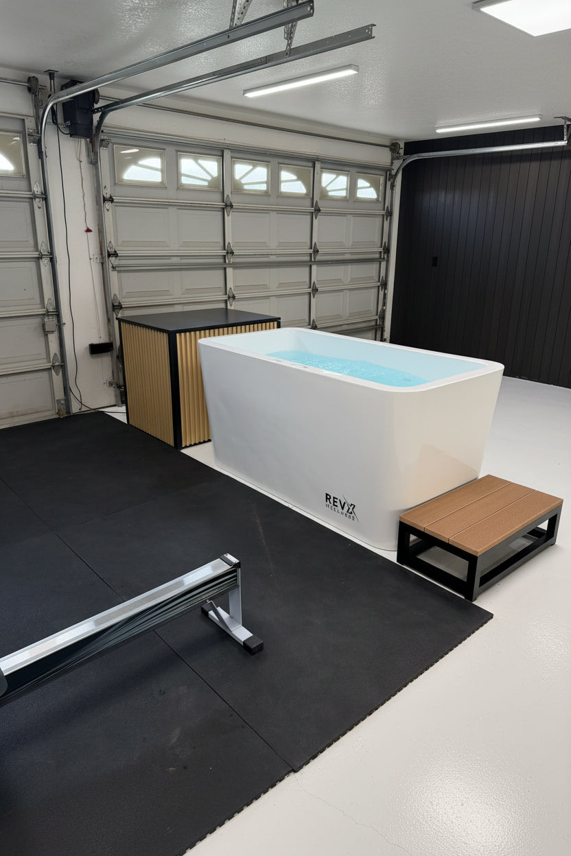 RevX Acrylic X Tub cold plunge installed indoors