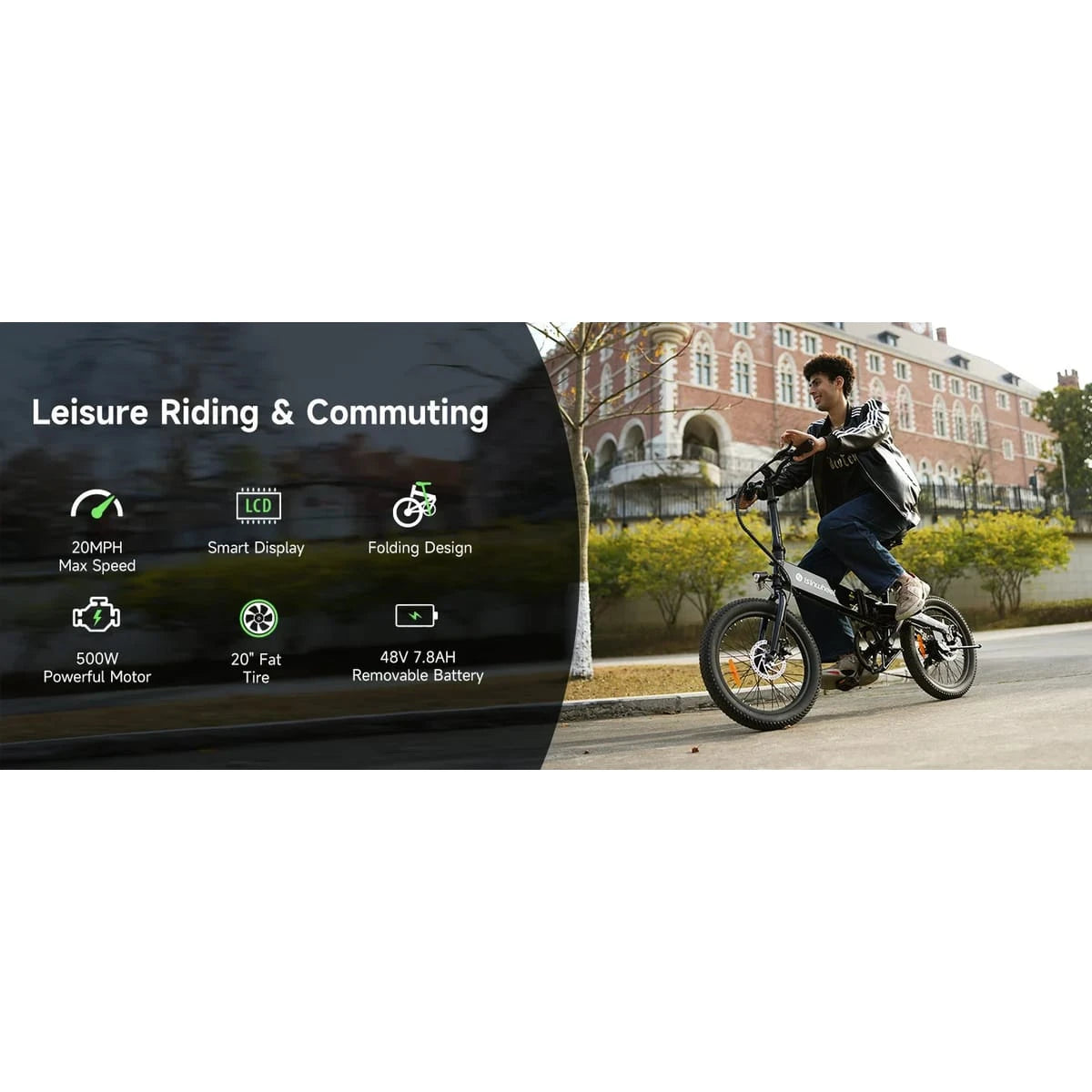 U5 500W 20" Folding eBike - Compact, Lightweight, and Powerful