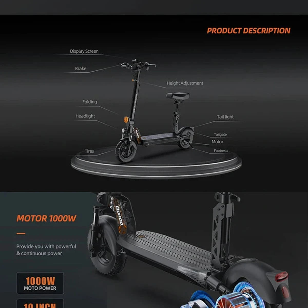 eBike Boys RT6 1000W Electric Scooter - 48V, 40-50km Range