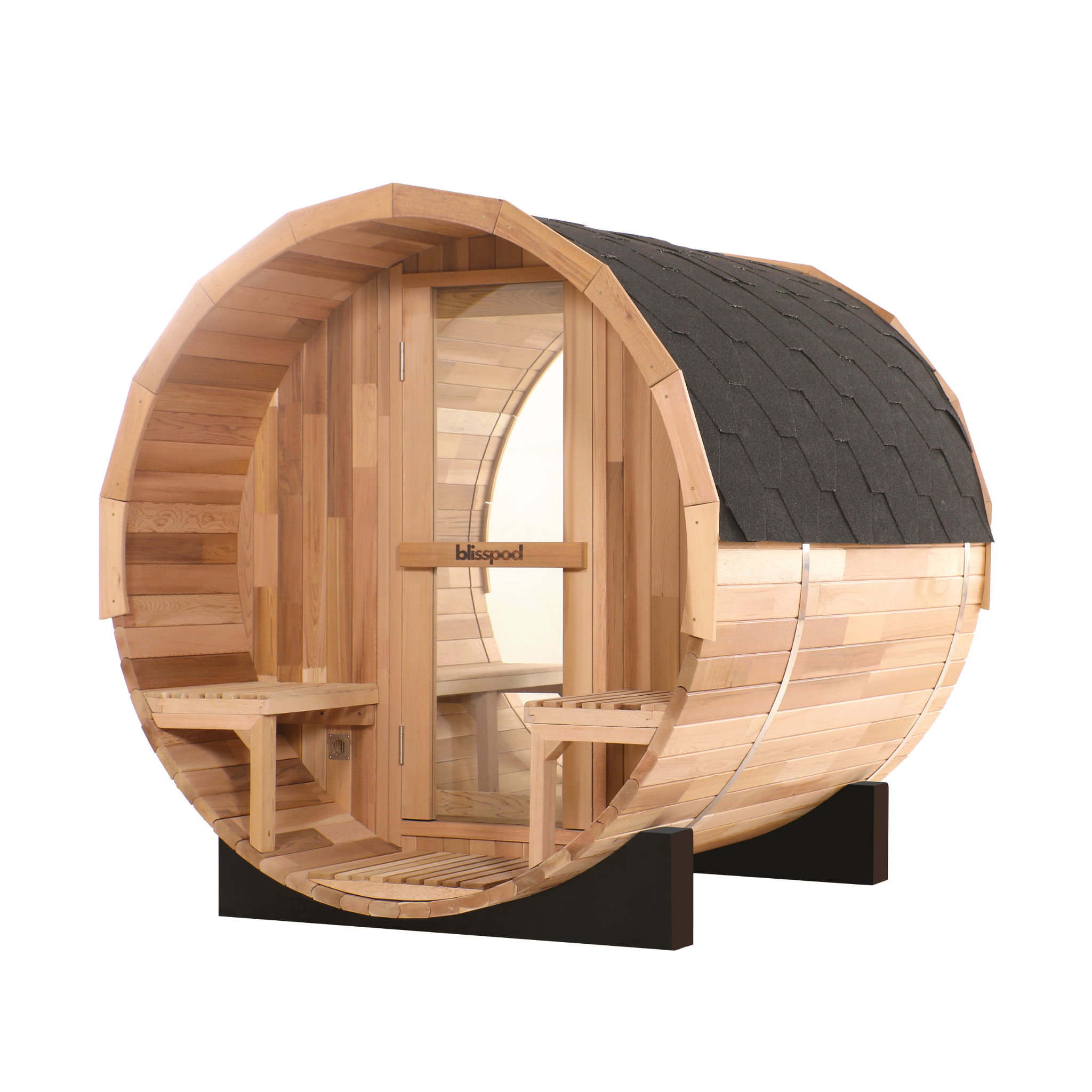 Blisspod Prague Outdoor Barrel Sauna Canadian Red Cedar 2–6 Person 6kW Electric Heater
