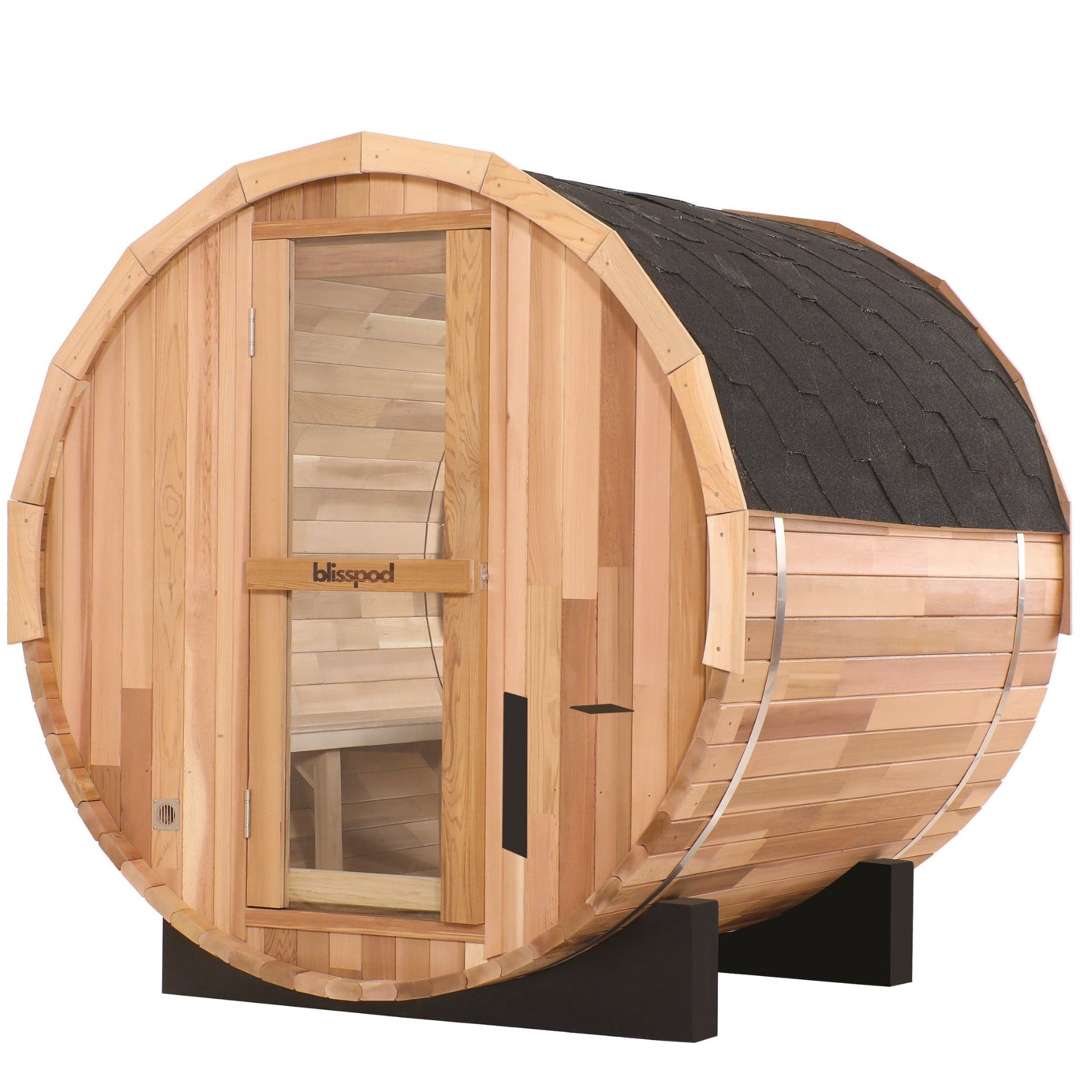 Blisspod Prague Canadian Red Cedar Outdoor Steam Barrel Sauna 4-6 Person