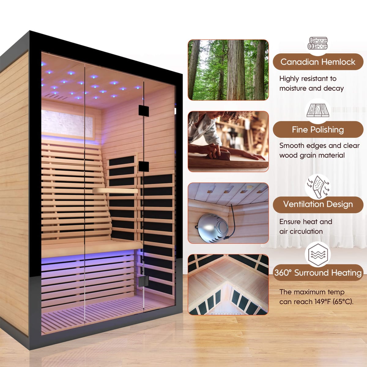 Thermora Flux Luxury 2-Person Indoor Infrared Sauna