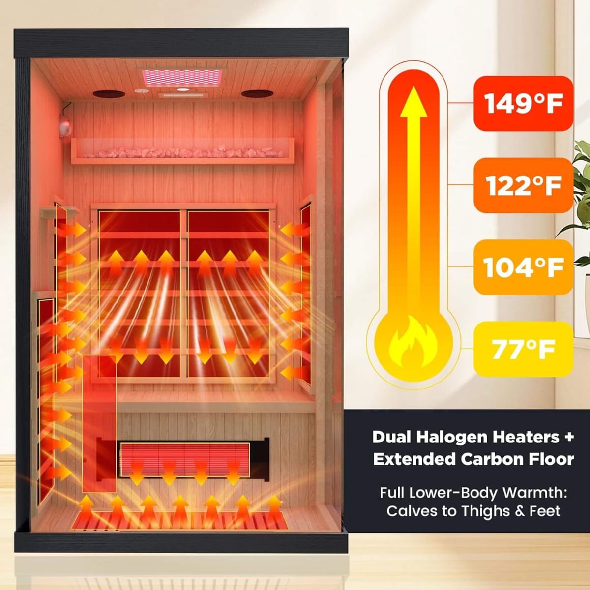 Thermora Pandora Premium 2-Person Indoor Infrared Sauna – shown in use