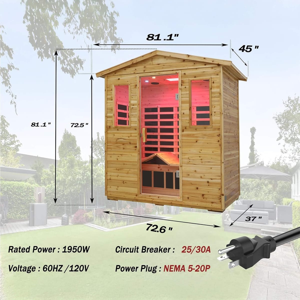 Thermora Kora Deluxe 3-Person Outdoor Sauna