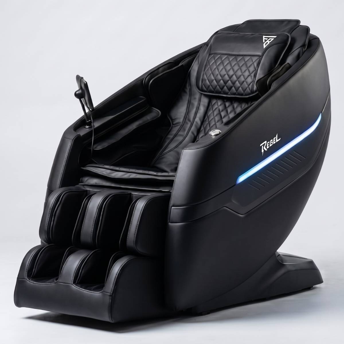 Floridian Brand Rebel 4D massage chair in black on a white studio background