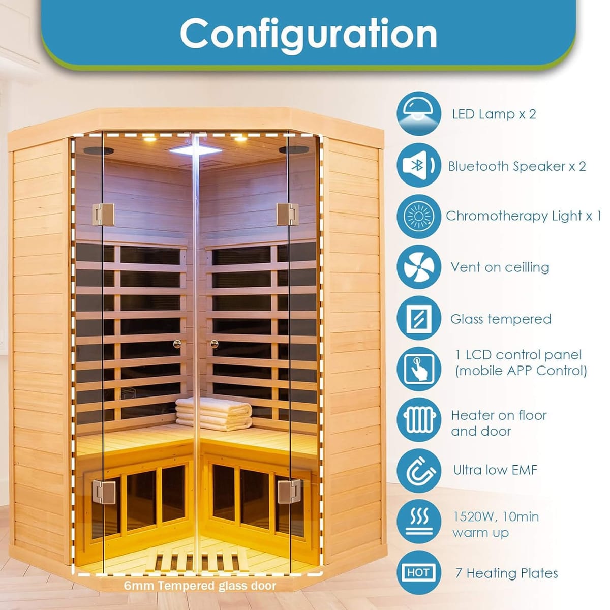 Thermora Premium Laurent 2-Person Corner Space Infrared Sauna