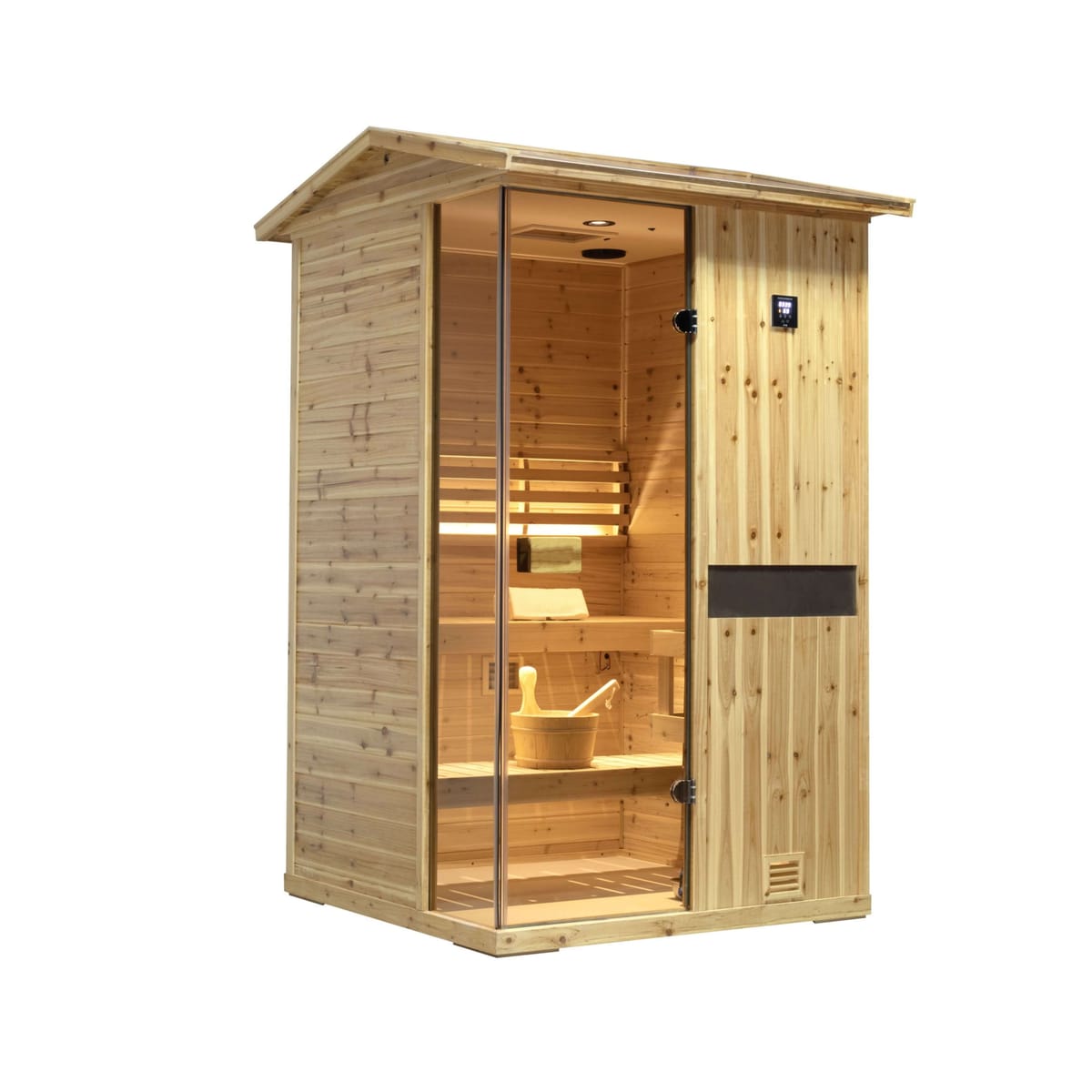 Thermora Premium 2-Person Outdoor Wooden Steam Sauna Room With Smart Control Panel And Bluetooth Audio