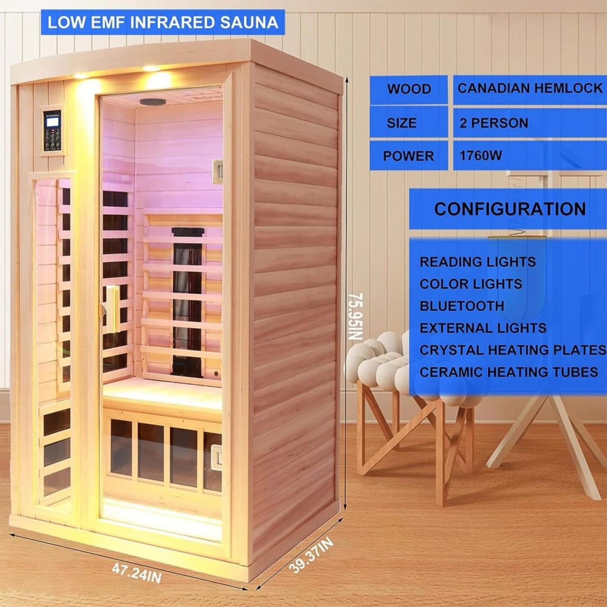 Thermora Orien Premium 2-Person Indoor Infrared Sauna