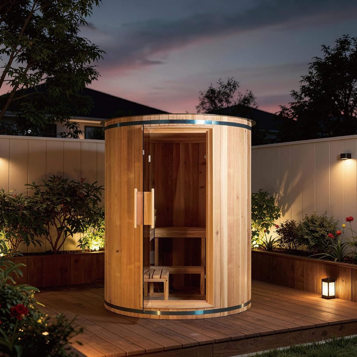 Thermora Barcelona 4-Person Outdoor Cedar Barrel Sauna