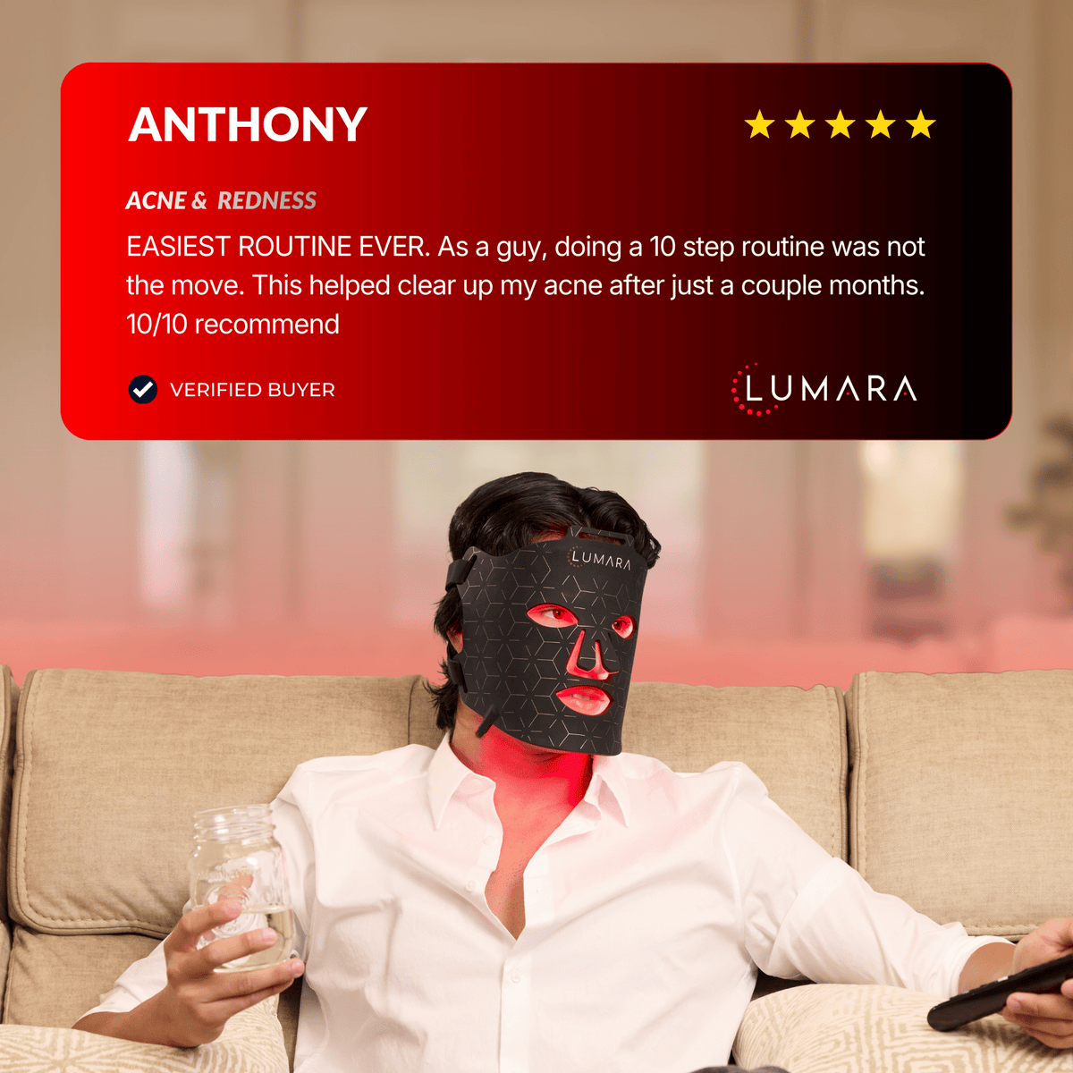 Lumara VISO Red Light Therapy Mask – shown in use