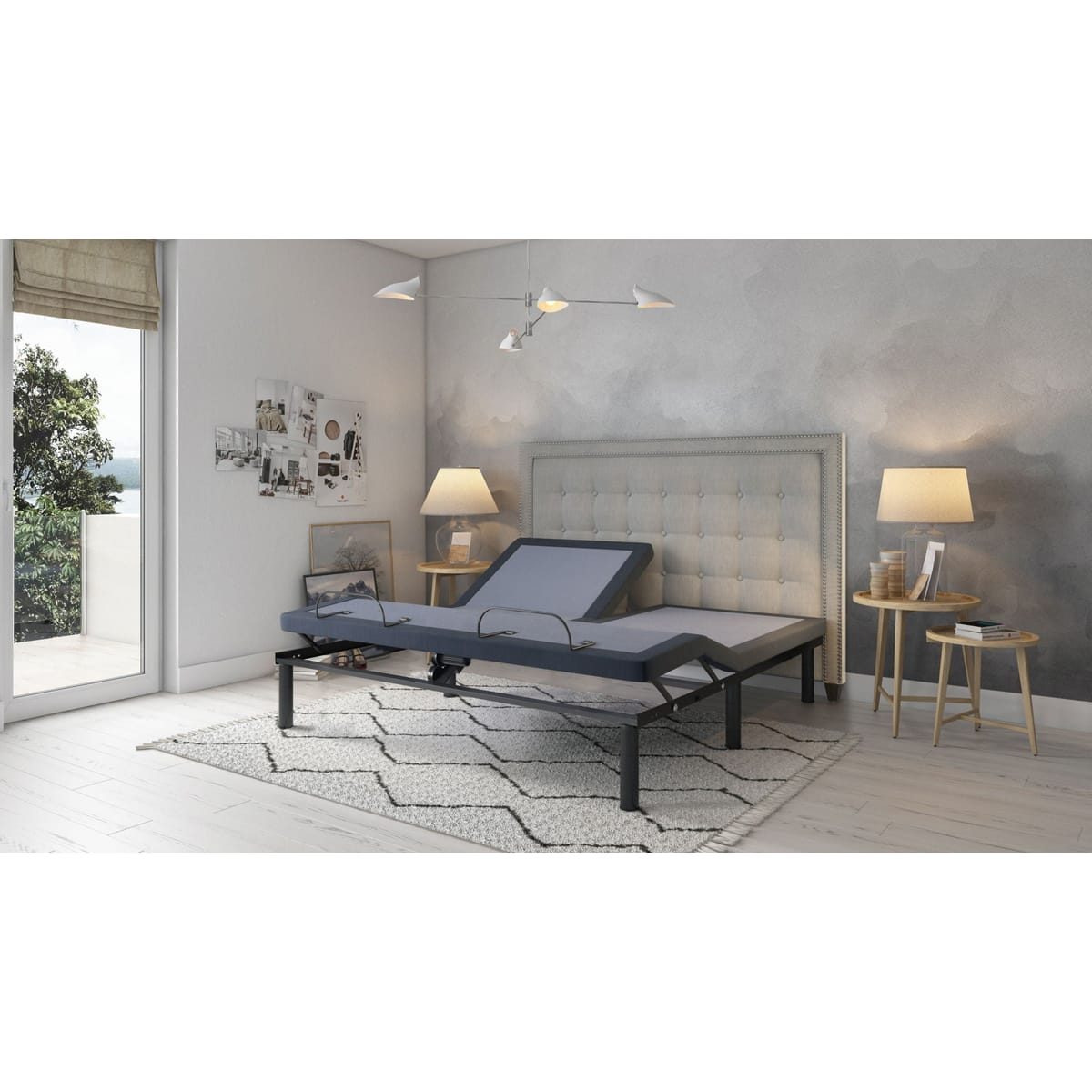 BT3000 Flex Head Adjustable Bed Base with Head and Foot Position Adjustment – Blue/Gray