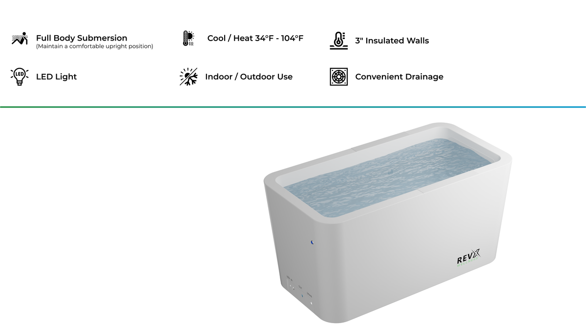 RevX X Tub cold plunge features including insulated walls and drainage
