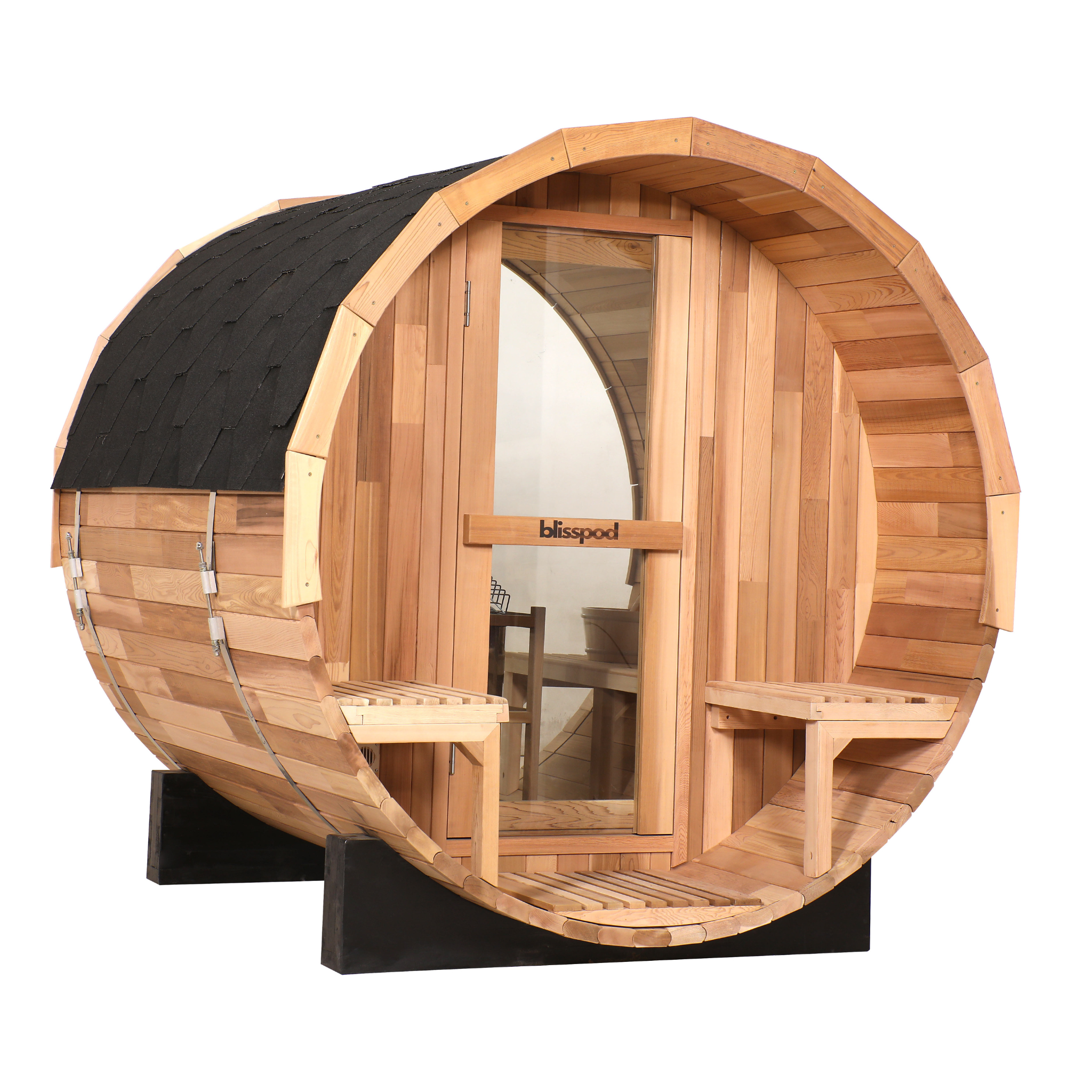 Blisspod Prague Outdoor Barrel Sauna Canadian Red Cedar 2–6 Person 6kW Electric Heater