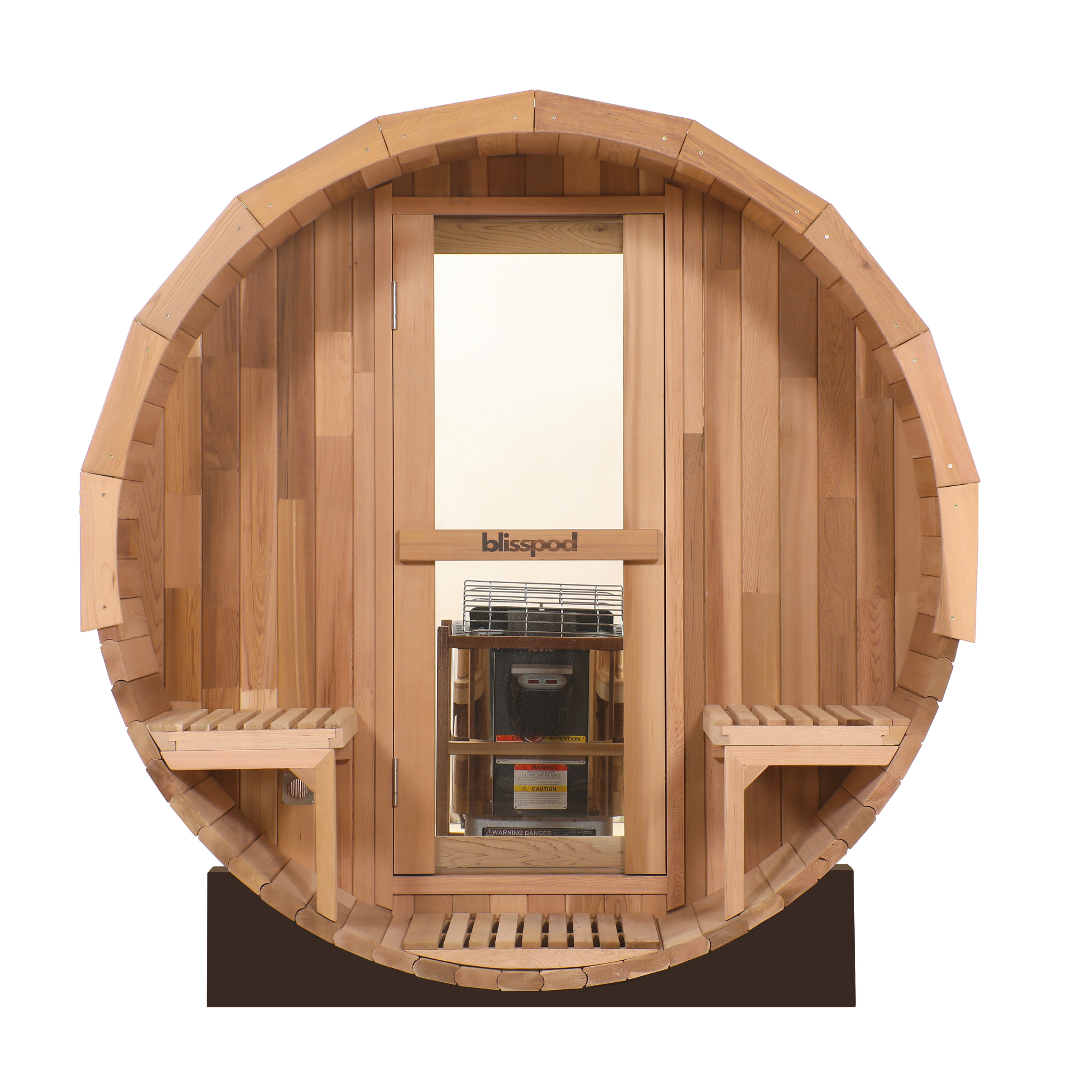 Blisspod Prague Outdoor Barrel Sauna Canadian Red Cedar 2–6 Person 6kW Electric Heater