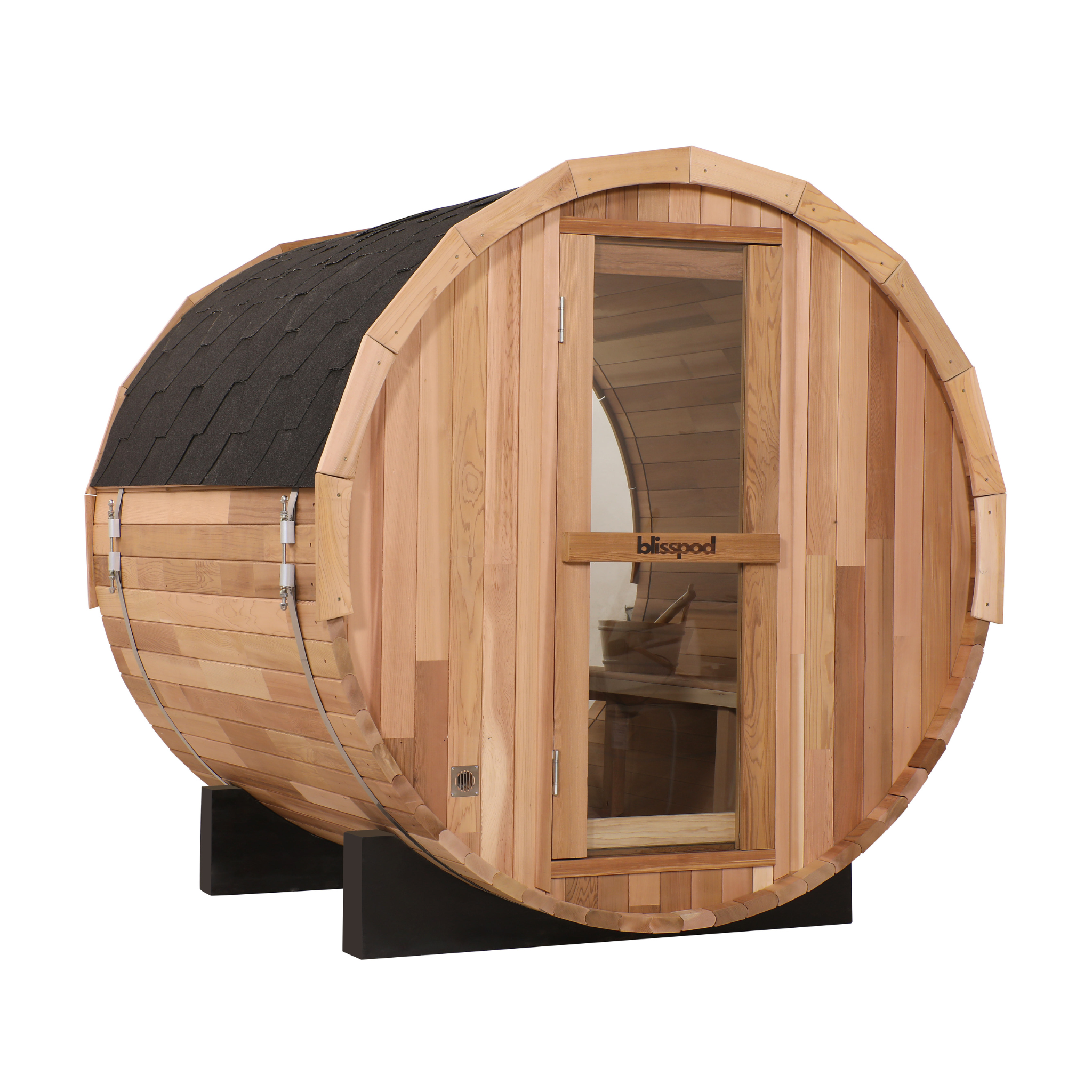Blisspod Prague Canadian Red Cedar Outdoor Steam Barrel Sauna 4-6 Person
