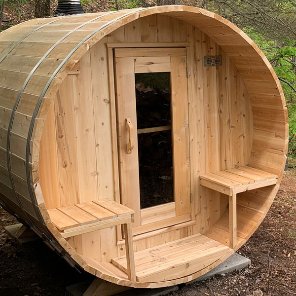 LeisureCraft CT Tranquility Barrel Sauna — approved window and layout configuration view