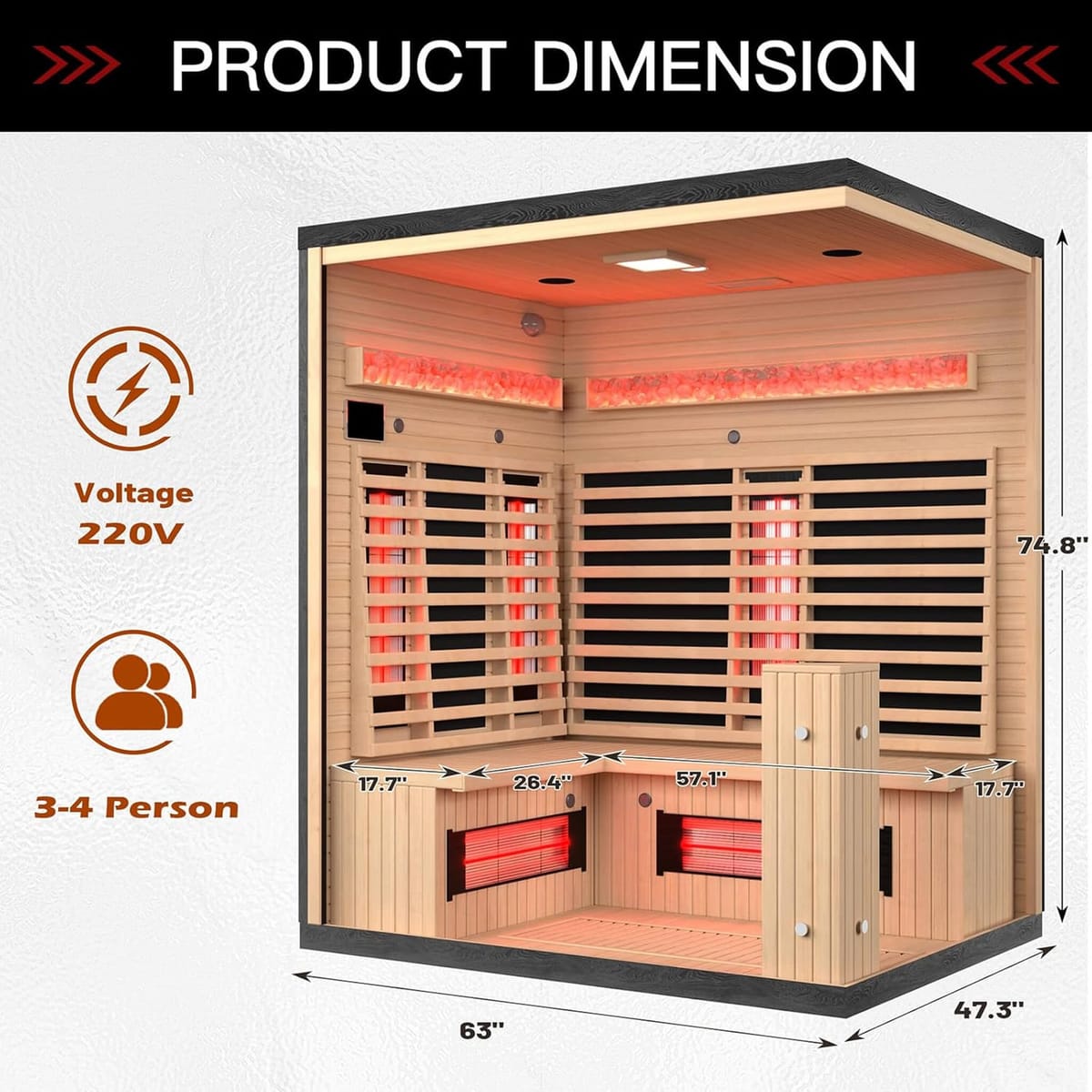 Rövia Ember 4-Person Indoor Full-Spectrum Infrared Sauna