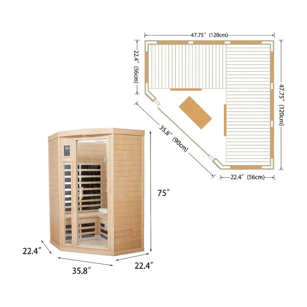 Thermora Premium Laurent 2-Person Corner Space Infrared Sauna