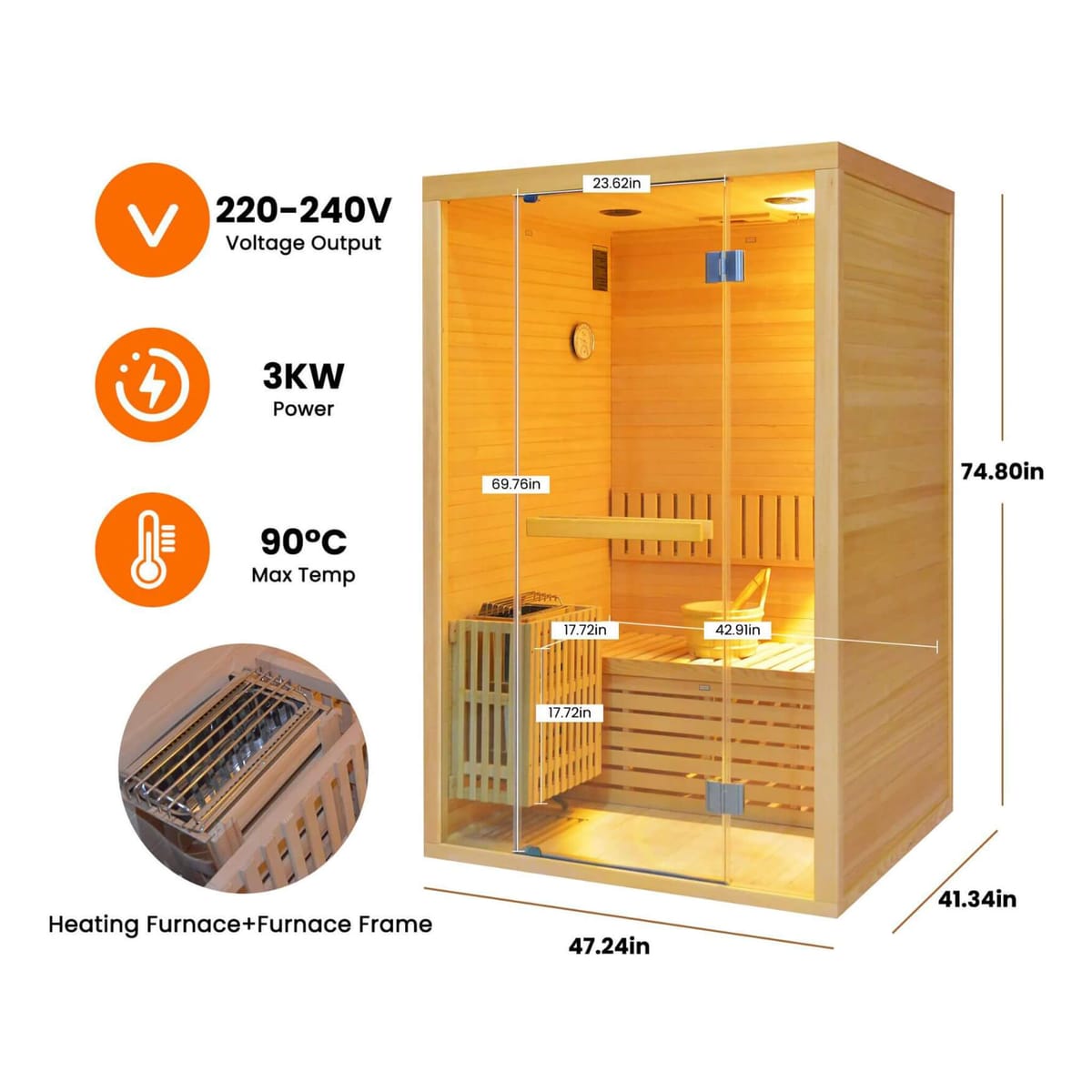 Thermora Alpine 2-Person Indoor Traditional Sauna