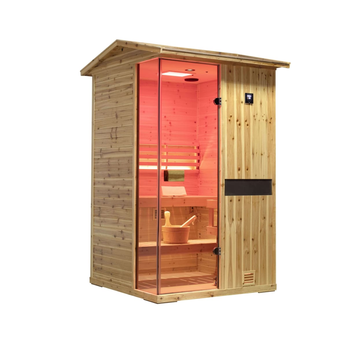 Thermora Premium 2-Person Outdoor Wooden Steam Sauna Room With Smart Control Panel And Bluetooth Audio