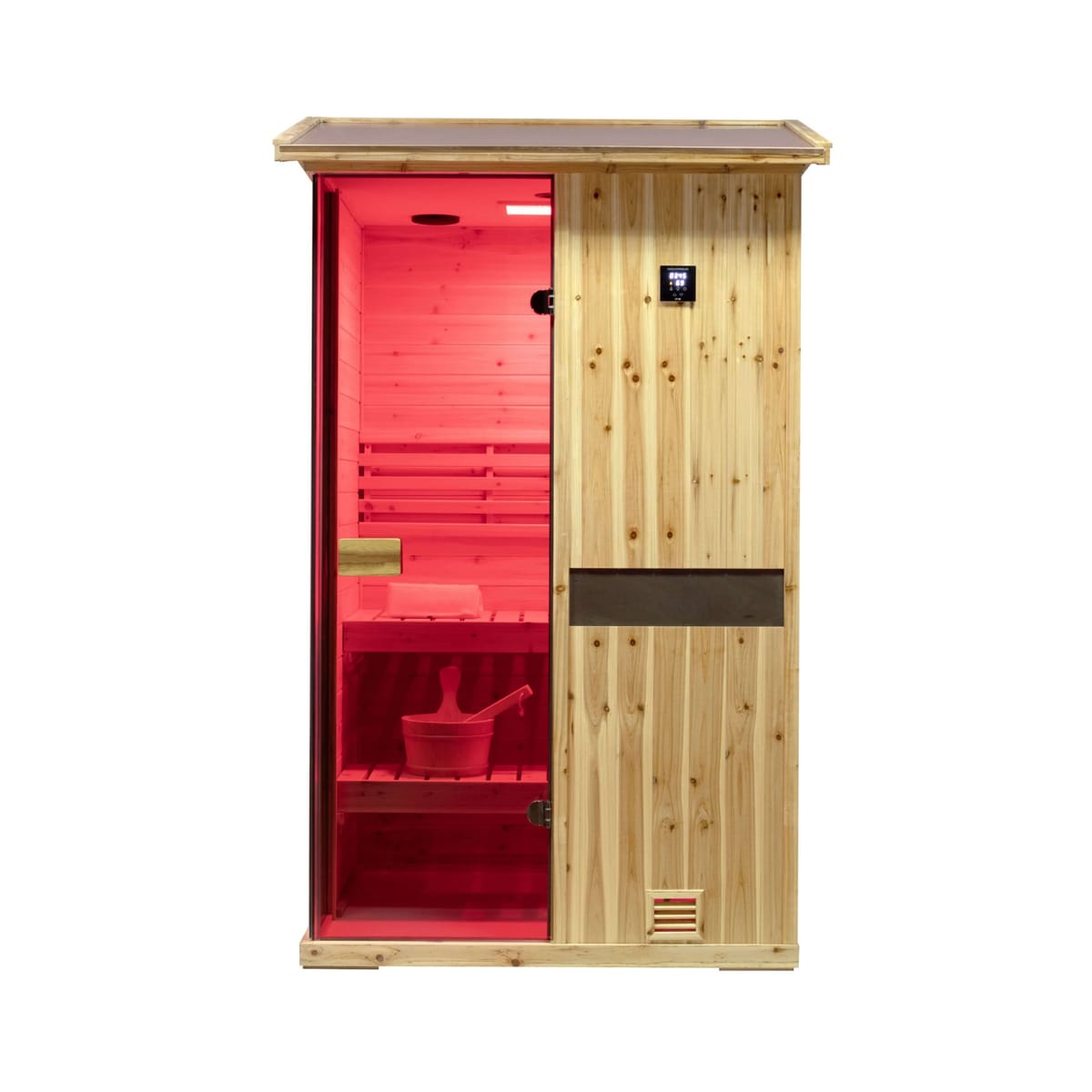 Thermora Premium 2-Person Outdoor Wooden Steam Sauna Room With Smart Control Panel And Bluetooth Audio