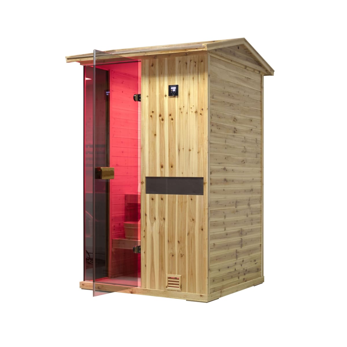 Thermora Premium 2-Person Outdoor Wooden Steam Sauna Room With Smart Control Panel And Bluetooth Audio